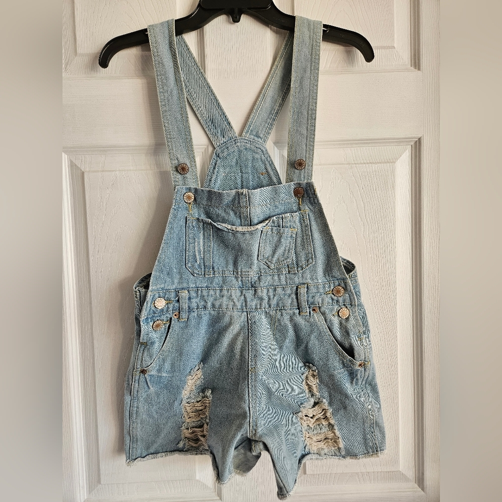 Distressed Denim Overalls